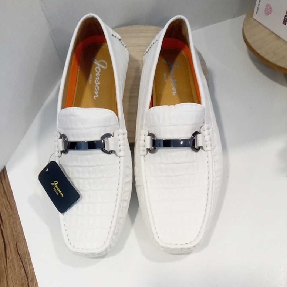 Jonsen White Croc-Embossed Men's Loafers size 11 Style DZB24037